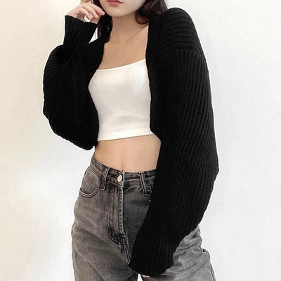 Open Front Solid Color WomenBolero Shrug Cardigan Cropped Casual Bolero for Everyday Date Nights Parties - Slobuy