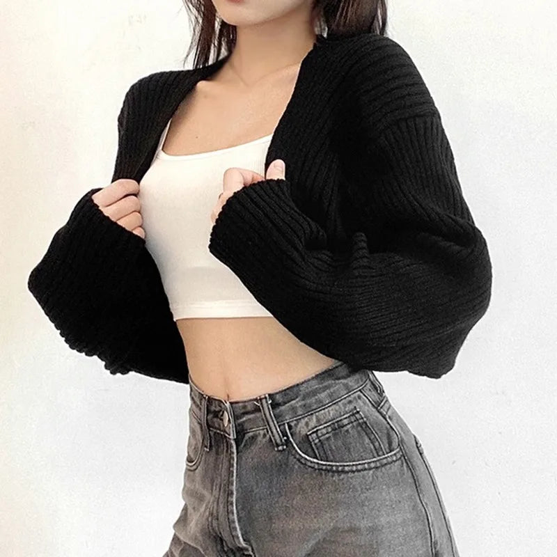 Open Front Solid Color WomenBolero Shrug Cardigan Cropped Casual Bolero for Everyday Date Nights Parties - Slobuy
