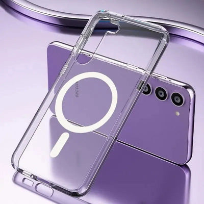 Original For Magsafe Magnetic Phone Case For Samsung Galaxy S23 S22 Ultra Plus Wireless Charging Clear Cases Accessories - Slobuy