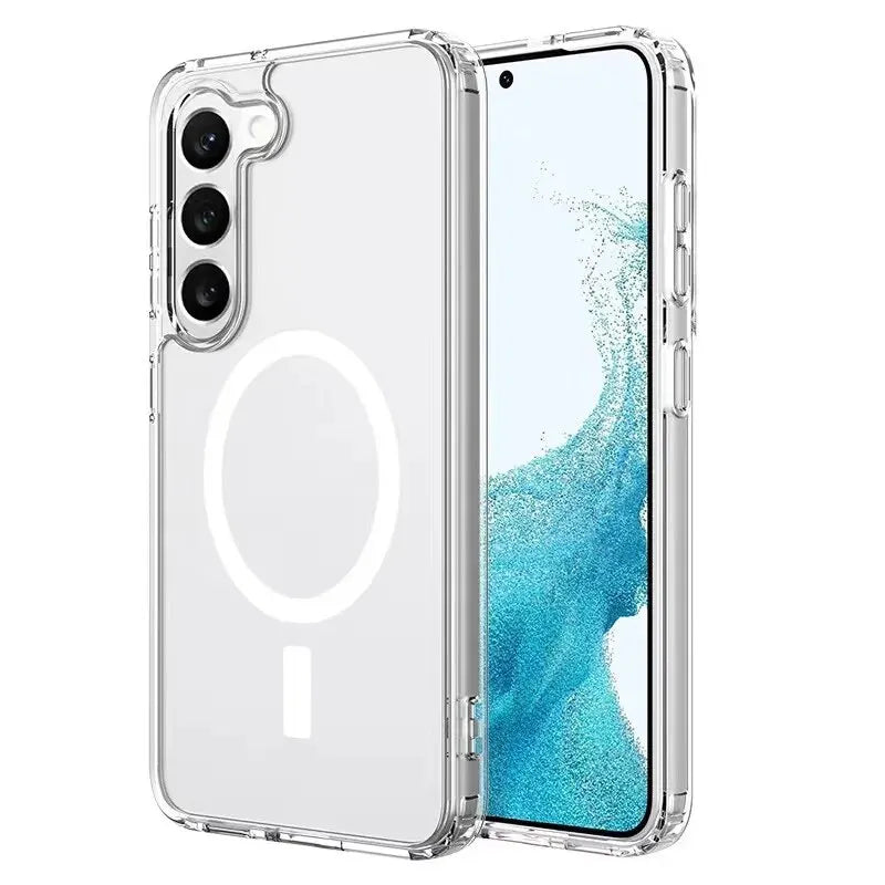 Original For Magsafe Magnetic Phone Case For Samsung Galaxy S23 S22 Ultra Plus Wireless Charging Clear Cases Accessories - Slobuy