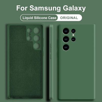 Original Liquid Silicone Case For Samsung Galaxy S23 S22 S21 Ultra Plus S20 Fe A53 A52 Shockproof Cases Cover Phone Accessories - Slobuy