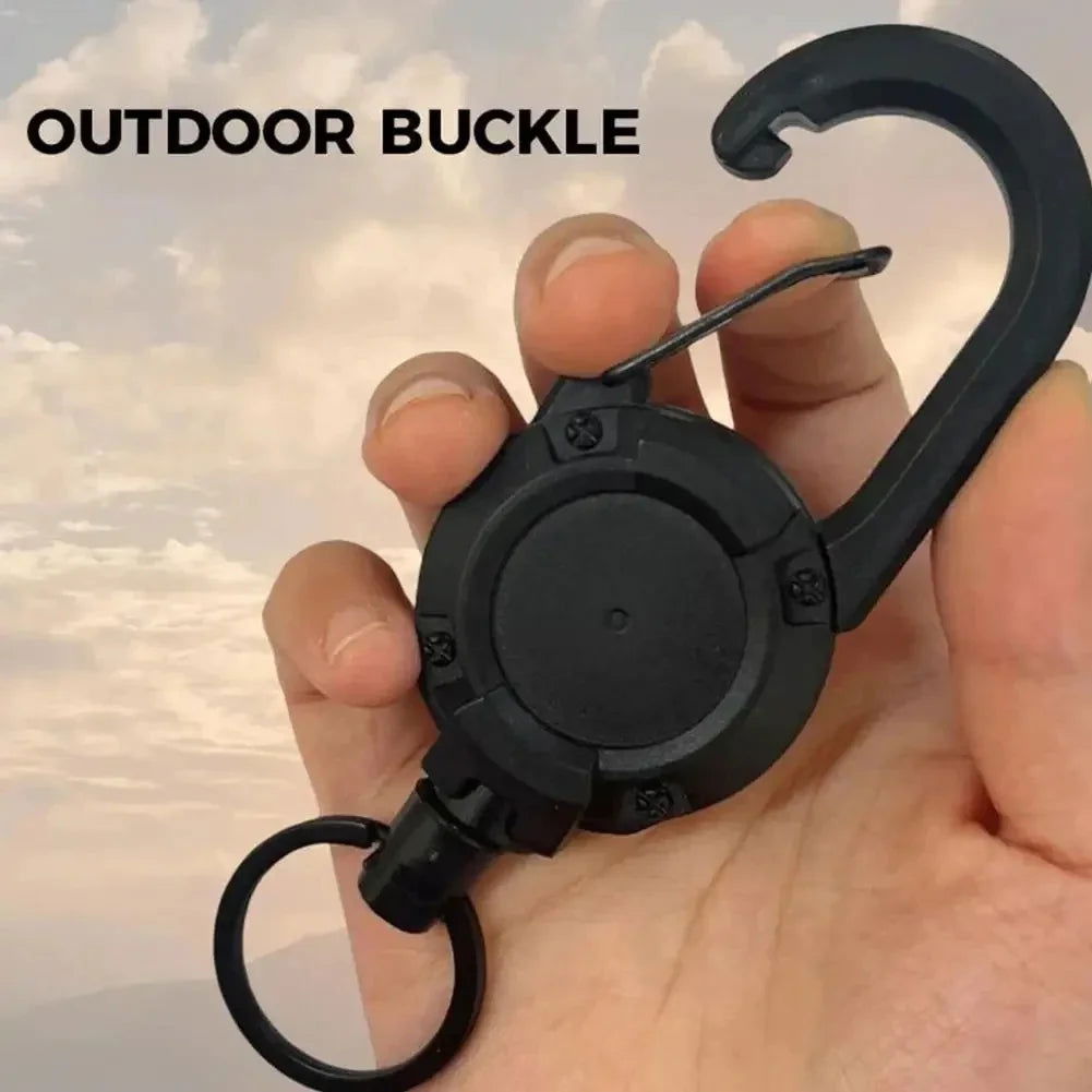 Outdoor Automatic Heavy Duty Retractable Wire Rope Luya Anti-theft Tactical Carabiner Keychain Telescopic Hook Tool Camping Gear - Slobuy