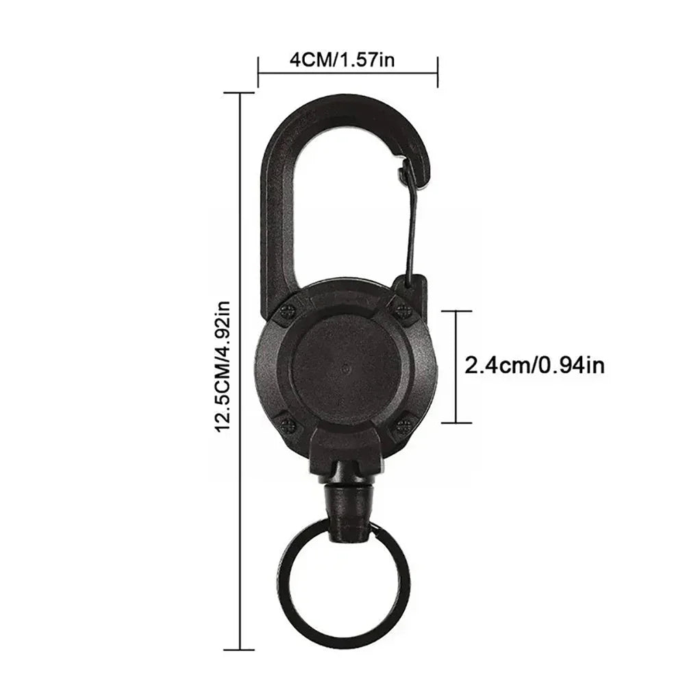 Outdoor Automatic Heavy Duty Retractable Wire Rope Luya Anti-theft Tactical Carabiner Keychain Telescopic Hook Tool Camping Gear - Slobuy