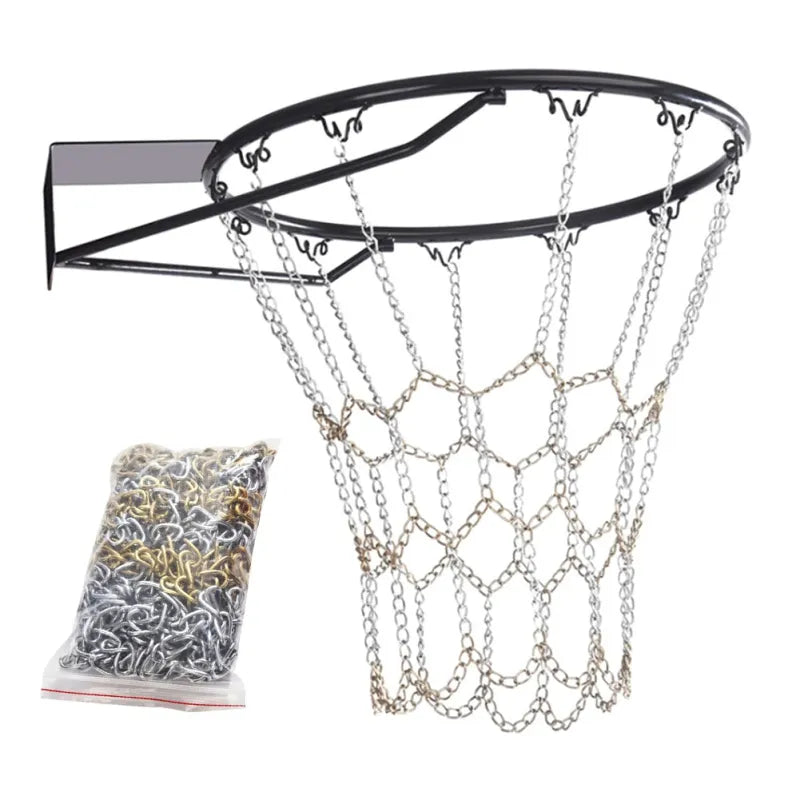 Outdoor Basketball Classic Sport Steel Chain Basketball Net Galvanized Steel Chain Durable Basketball Target Net - Slobuy