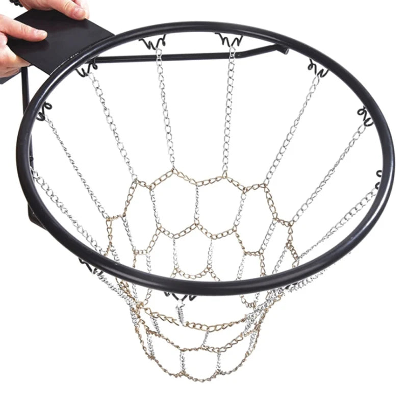 Outdoor Basketball Classic Sport Steel Chain Basketball Net Galvanized Steel Chain Durable Basketball Target Net - Slobuy