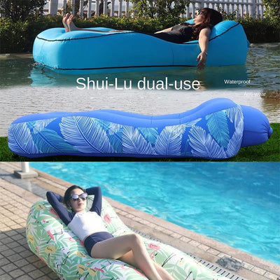 Outdoor Foldable Inflatable Sofa Lounge Couch Sleeping Bed Portable Foldable Air Travelling Beach Lounge Lazy Bed Chair Chair - Slobuy