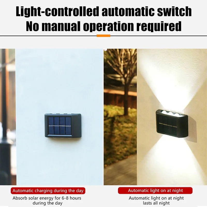 Outdoor Solar LED Wall Lights Waterproof Led Solar Lamp Up And Down Luminous Lighting For Garden Balcony Yard Street Decor Lamps - Slobuy