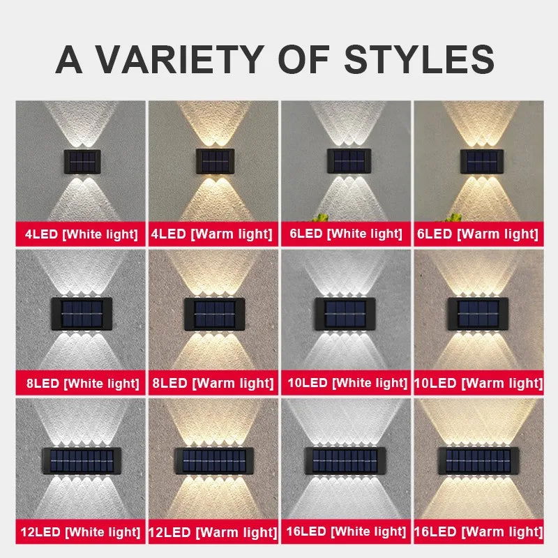 Outdoor Solar LED Wall Lights Waterproof Led Solar Lamp Up And Down Luminous Lighting For Garden Balcony Yard Street Decor Lamps - Slobuy