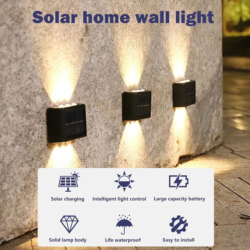 Outdoor Solar LED Wall Lights Waterproof Led Solar Lamp Up And Down Luminous Lighting For Garden Balcony Yard Street Decor Lamps - Slobuy