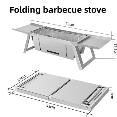 Outdoor Stainless Steel Folding Barbecue Stove for Home and Outdoor Charcoal Barbecue Smokeless Portable Folding Barbecue Stove - Slobuy
