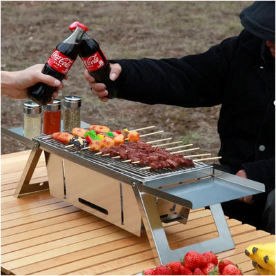Outdoor Stainless Steel Folding Barbecue Stove for Home and Outdoor Charcoal Barbecue Smokeless Portable Folding Barbecue Stove - Slobuy