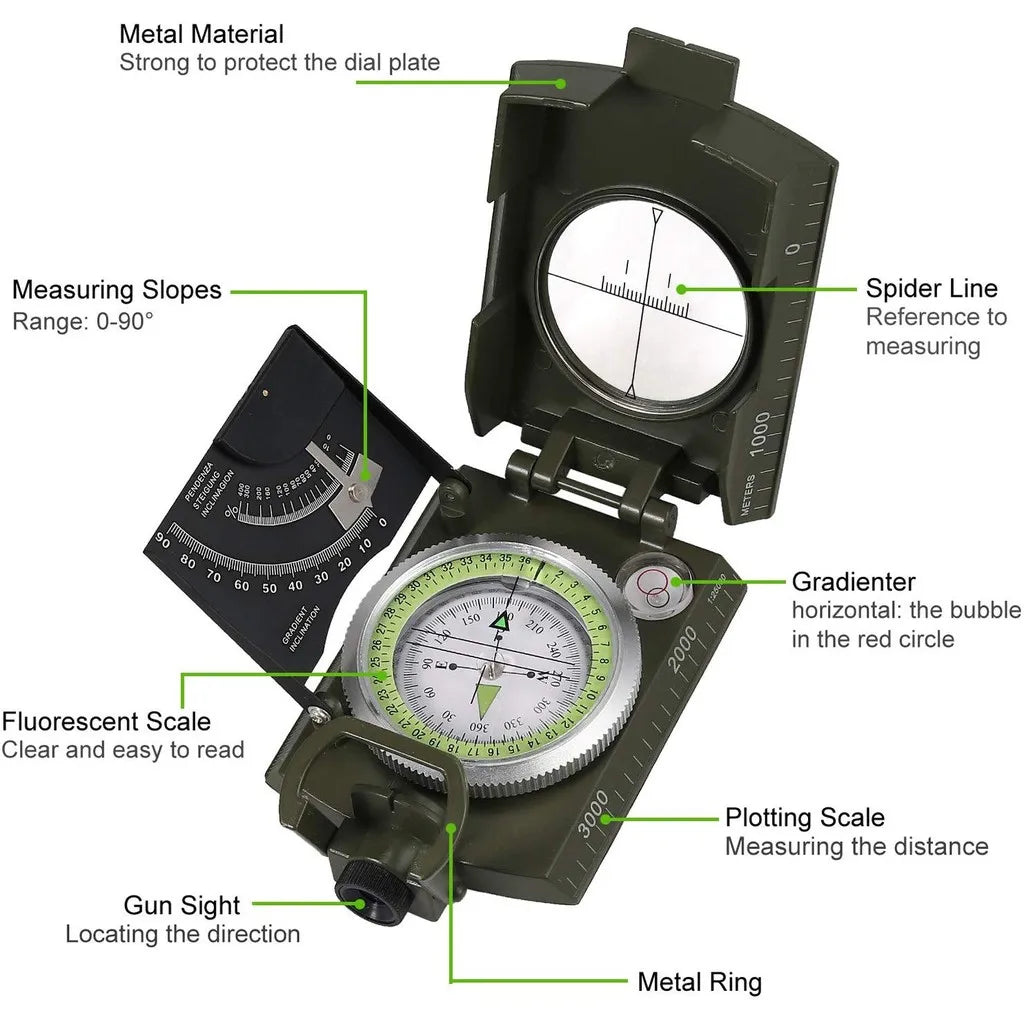 Outdoor Survival Gear Military Compass Camping Hiking Geological Compass Digital Compass Camping Navigation Equipment Gadgets - Slobuy