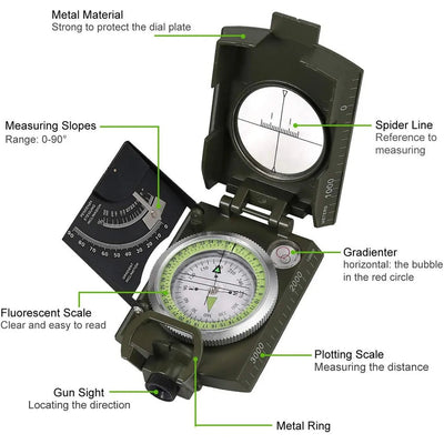 Outdoor Survival Gear Military Compass Camping Hiking Geological Compass Digital Compass Camping Navigation Equipment Gadgets - Slobuy