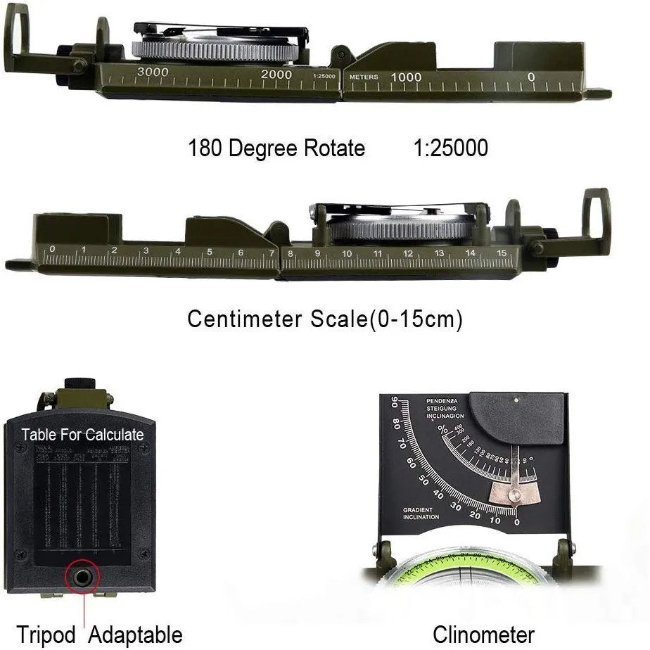Outdoor Survival Gear Military Compass Camping Hiking Geological Compass Digital Compass Camping Navigation Equipment Gadgets - Slobuy