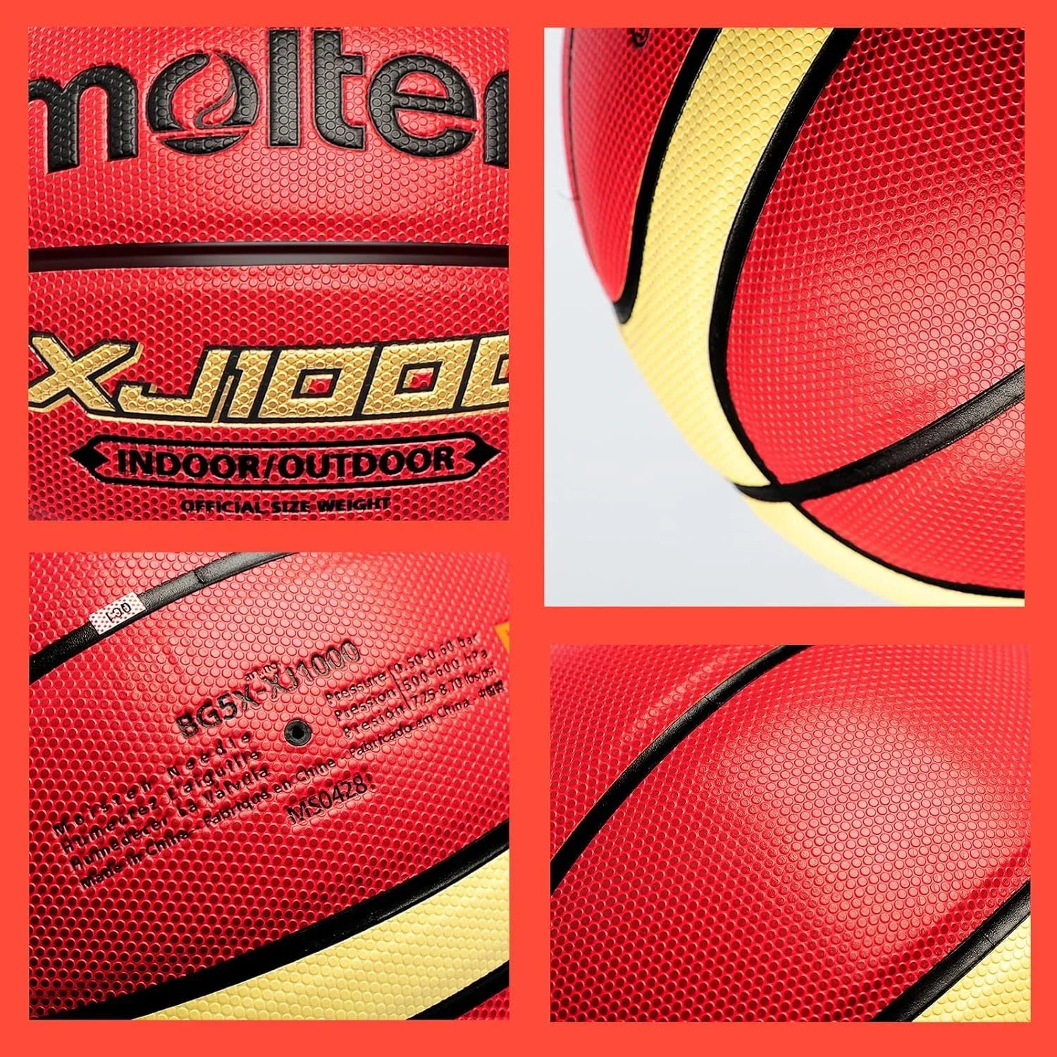 Molten XJ1000 Basketball Size 6, 7 Indoor/Outdoor Training Wear-Resistant PU Leather Basketball - Slobuy