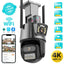 Outdoor Wifi PTZ Camera 4K 8MP HD Dual-Lens Dual Screen Camera AI Auto Tracking 4MP Video Surveillance Police Light Alarm iCSee - Slobuy