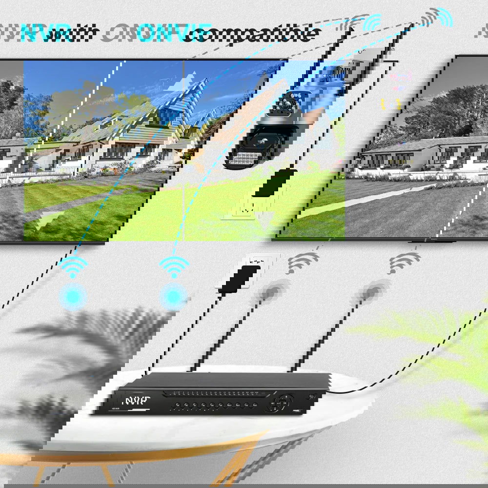 Outdoor Wifi PTZ Camera 4K 8MP HD Dual-Lens Dual Screen Camera AI Auto Tracking 4MP Video Surveillance Police Light Alarm iCSee - Slobuy