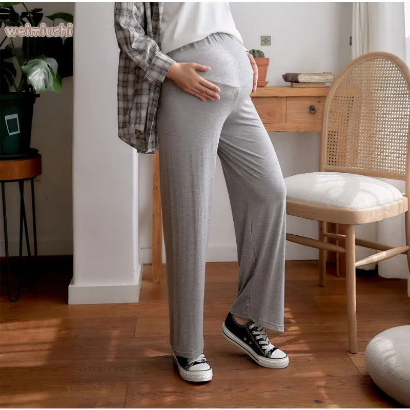 Outerwear with A Straight and Drooping Feel  New Maternity Clothing Pregnant Women's Wide Leg Pants for Spring and Autumn - Slobuy