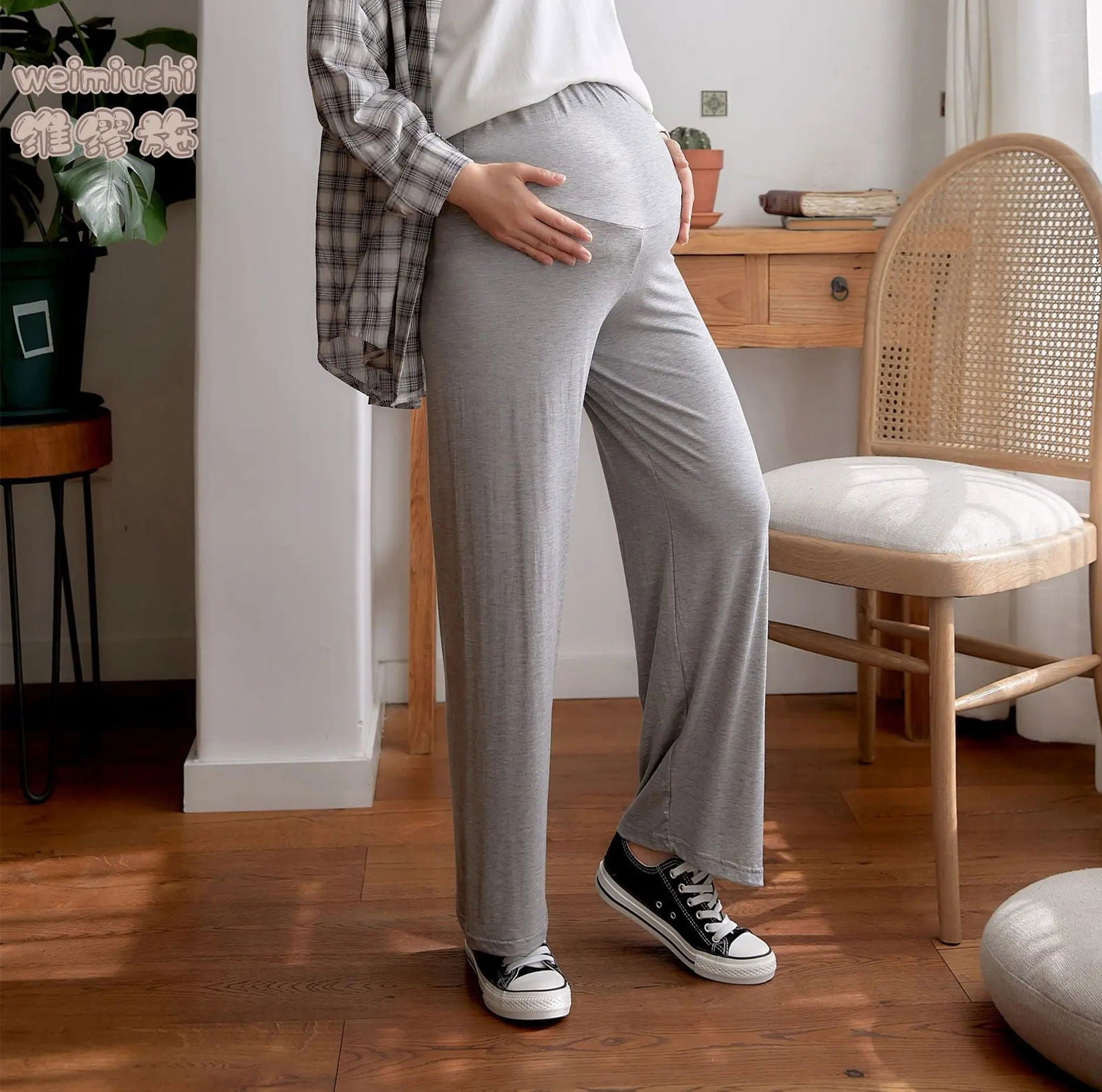 Outerwear with A Straight and Drooping Feel  New Maternity Clothing Pregnant Women's Wide Leg Pants for Spring and Autumn - Slobuy