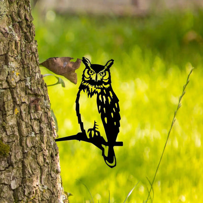 Metal Birds Yard Decor for Tree, Metal Raven/Owl,Steel Art, Garden Sculpture, Outdoor Decorations, Backyard Art, Silhouette Art - Slobuy