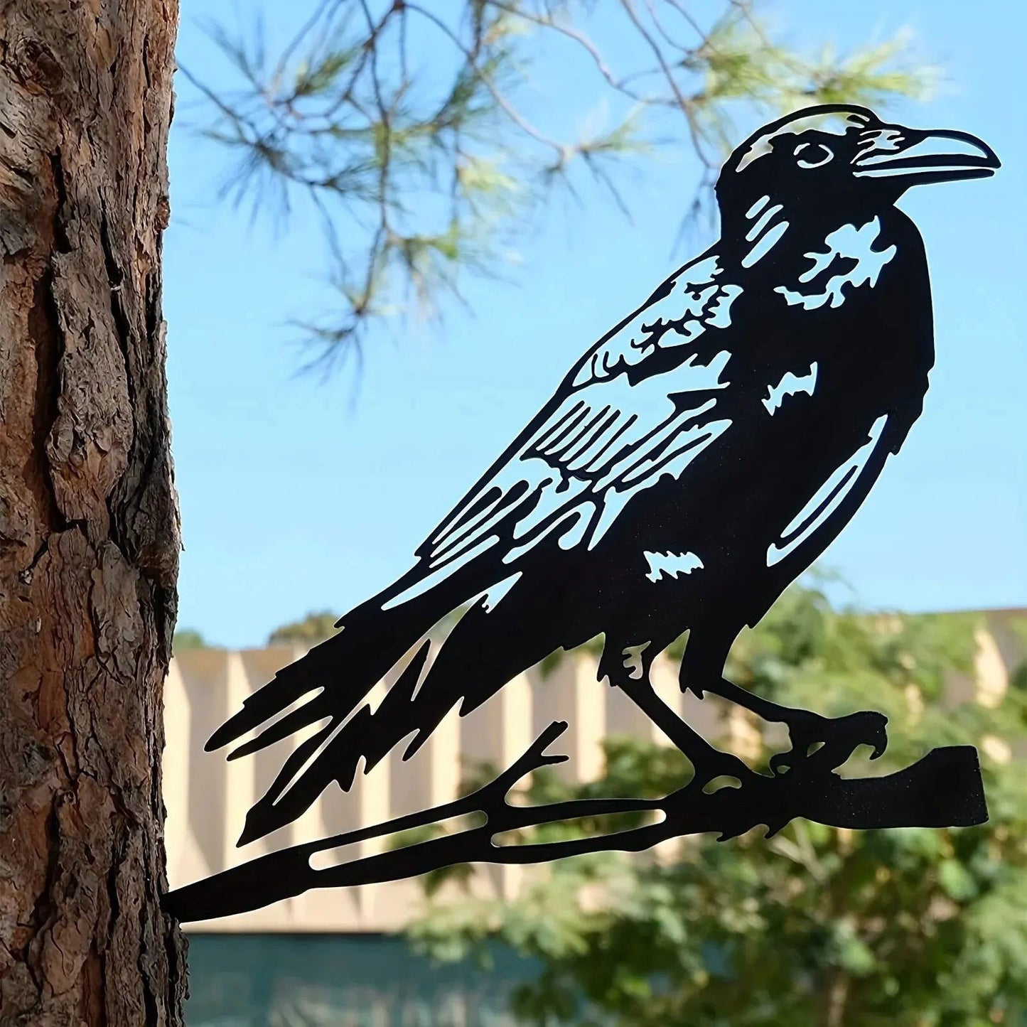 Metal Birds Yard Decor for Tree, Metal Raven/Owl,Steel Art, Garden Sculpture, Outdoor Decorations, Backyard Art, Silhouette Art - Slobuy