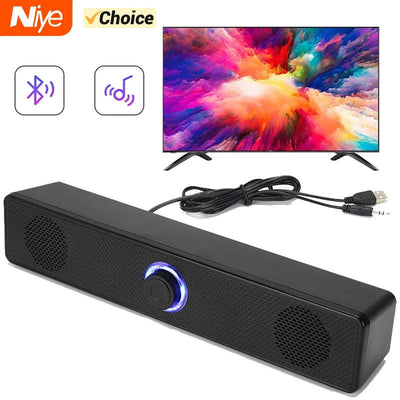 PC Soundbar Wired and Wireless Bluetooth Speaker USB Powered Soundbar for TV Pc Laptop Gaming Home Theater Surround Audio System - Slobuy