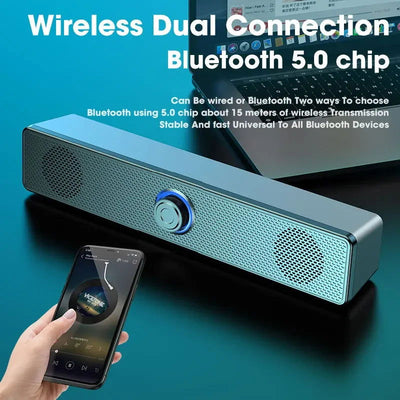 PC Soundbar Wired and Wireless Bluetooth Speaker USB Powered Soundbar for TV Pc Laptop Gaming Home Theater Surround Audio System - Slobuy