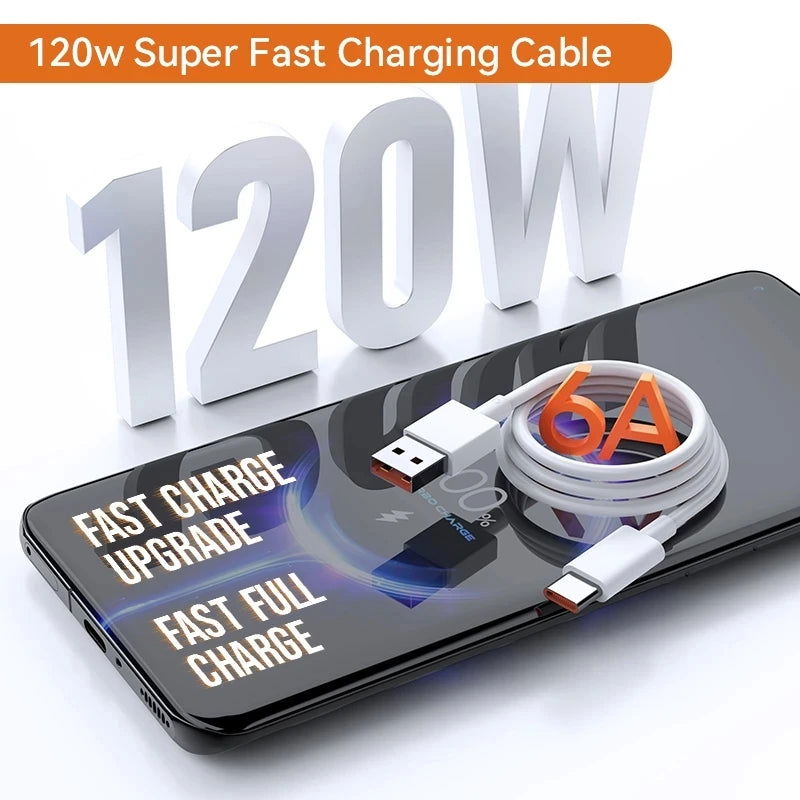 PD3.0 120W 6A USB Type C Cable Charger Fast Charging Type-C For Xiaomi Mi 12 11 10 Pro Poco Redmi Note K30S Phone Accessories - Slobuy