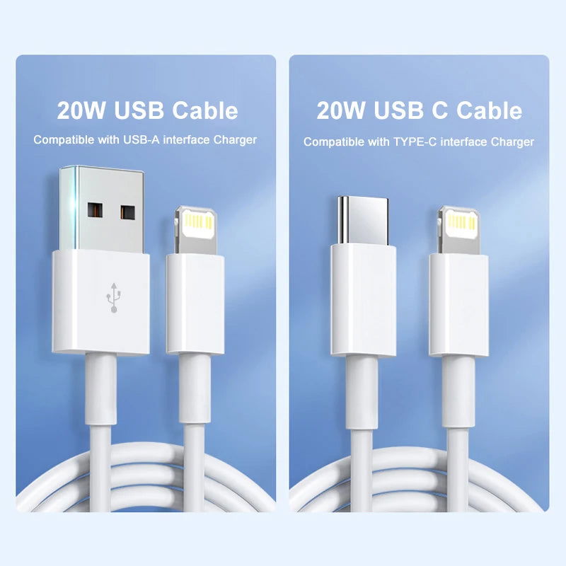 PD 20W Fast Charging Cable For Apple iPhone 14 13 12 11 Pro Max Plus Mini USB C 1M 2M Data Cables Quick Charge Phone Accessories - Slobuy