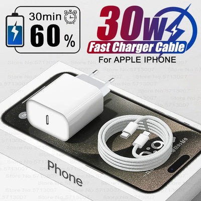 PD 30W Fast Charger For Apple iPhone 14 11 12 13 15 Pro Max Fast Charging Cable For iPhone 15 14 Plus Charger Phone Accessories - Slobuy