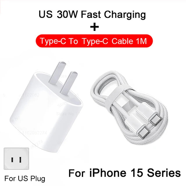 PD 30W Fast Charger For Apple iPhone 14 11 12 13 15 Pro Max Fast Charging Cable For iPhone 15 14 Plus Charger Phone Accessories - Slobuy