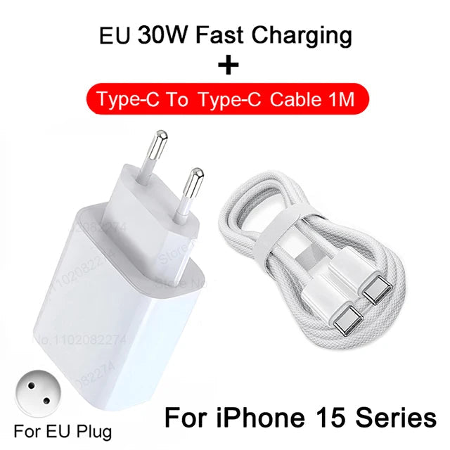 PD 30W Fast Charger For Apple iPhone 14 11 12 13 15 Pro Max Fast Charging Cable For iPhone 15 14 Plus Charger Phone Accessories - Slobuy