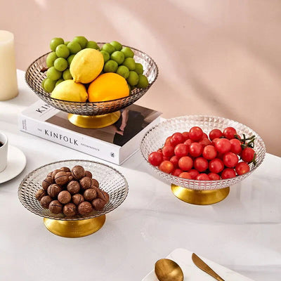 PET Fruit Plate With Base Diamond Pattern Simple Creative Fruit Plate Home Decorative Plate Living Room Coffee Table Candy Plate - Slobuy