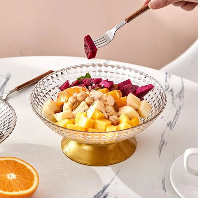 PET Fruit Plate With Base Diamond Pattern Simple Creative Fruit Plate Home Decorative Plate Living Room Coffee Table Candy Plate - Slobuy