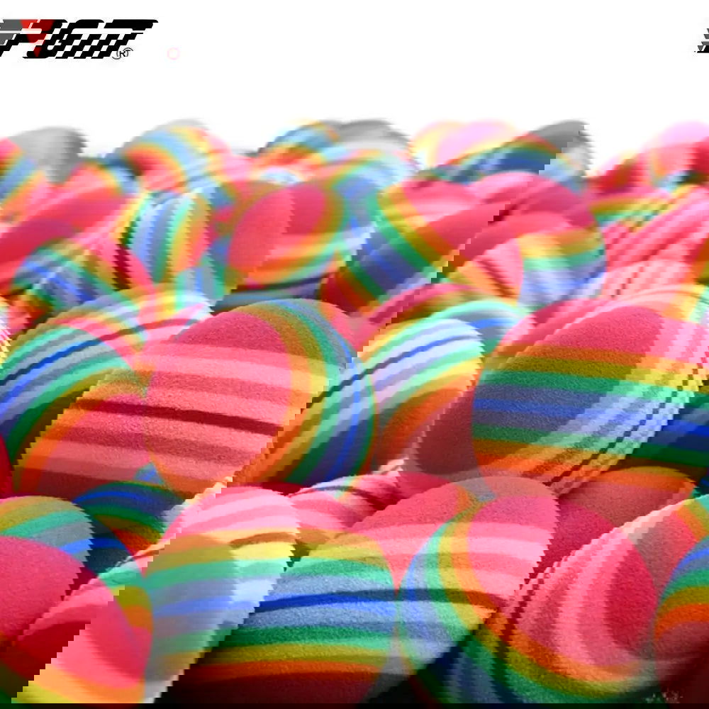 PGM 10pcs Rainbow Stripe Foam Sponge Golf Balls Swing Practice Training Aids Ball 38mm Indoor Practice Ball Golf Stuff Q007 - Slobuy