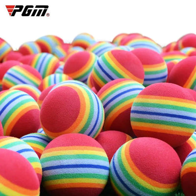 PGM 10pcs Rainbow Stripe Foam Sponge Golf Balls Swing Practice Training Aids Ball 38mm Indoor Practice Ball Golf Stuff Q007 - Slobuy