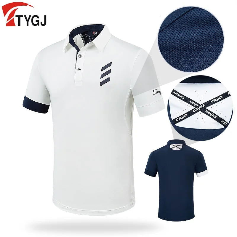 PGM Golf T-shirt Men's Shirts Summer Short Sleeve Tops Male Breathable Elastic Uniforms Golf Clothing Size M-XXL - Slobuy