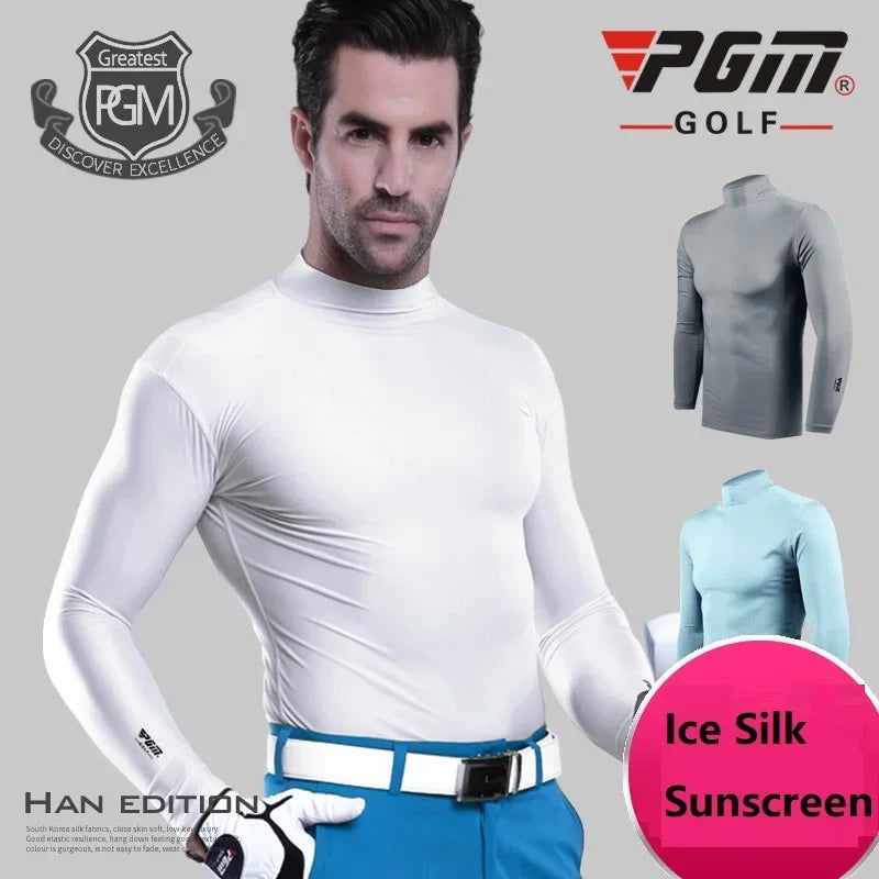 PGM Men's Sun Protection Golf Shirt Underwear Long Sleeve Cooling Ice Silk T-shirts Anti-UV Soft Apparel For Men YF202 - Slobuy
