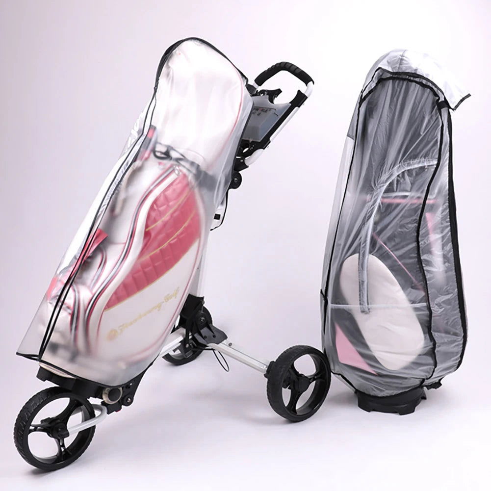 PVC Golf Bag Rain Cover Translucent Golf Bag Waterproof Cover with Zipper Golf Pole Bag Cover Portable Outdoor Golf Supplies - Slobuy