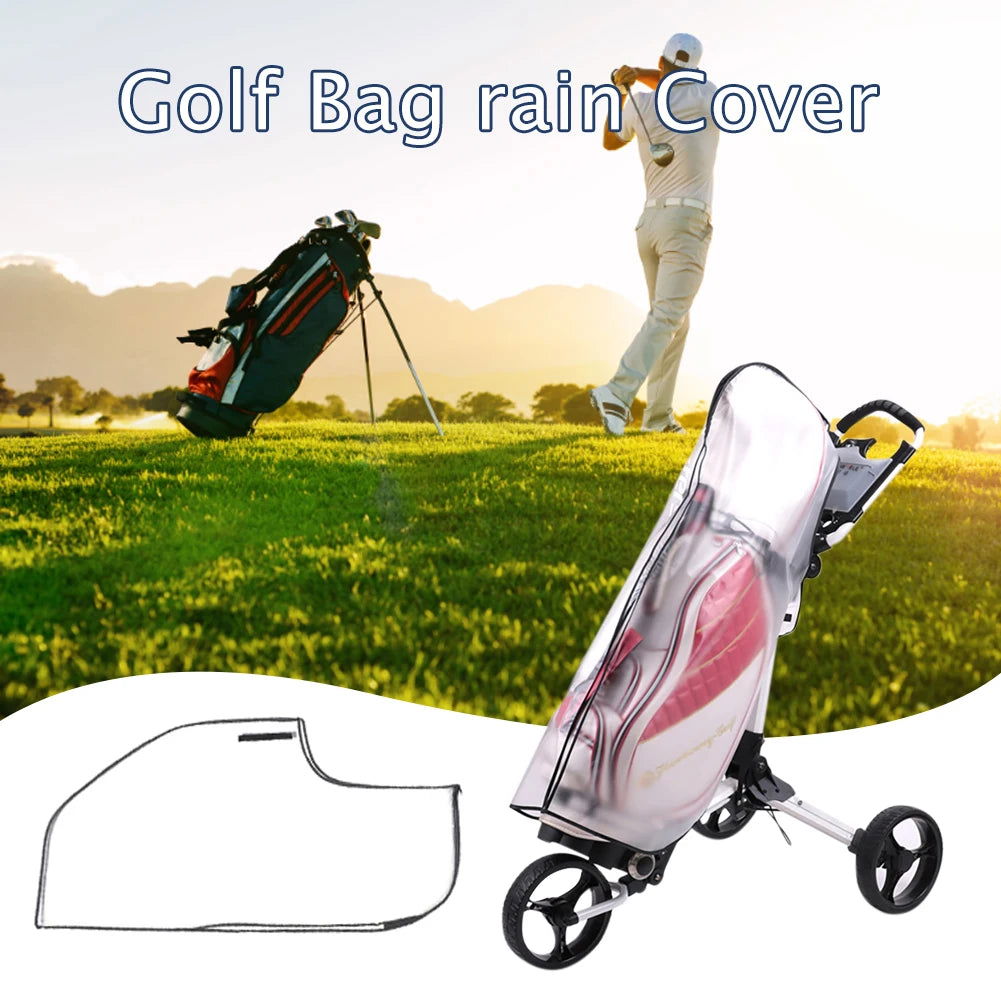 PVC Golf Bag Rain Cover Translucent Golf Bag Waterproof Cover with Zipper Golf Pole Bag Cover Portable Outdoor Golf Supplies - Slobuy