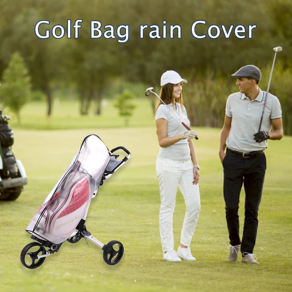 PVC Golf Bag Rain Cover Translucent Golf Bag Waterproof Cover with Zipper Golf Pole Bag Cover Portable Outdoor Golf Supplies - Slobuy