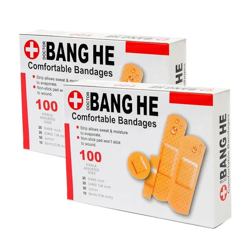 100Pcs/Pack Waterproof Band-Aids Bandages First Aid Medical Anti-Bacteria Wound Plaster Multi Size Home Travel Emergency Kits - Slobuy