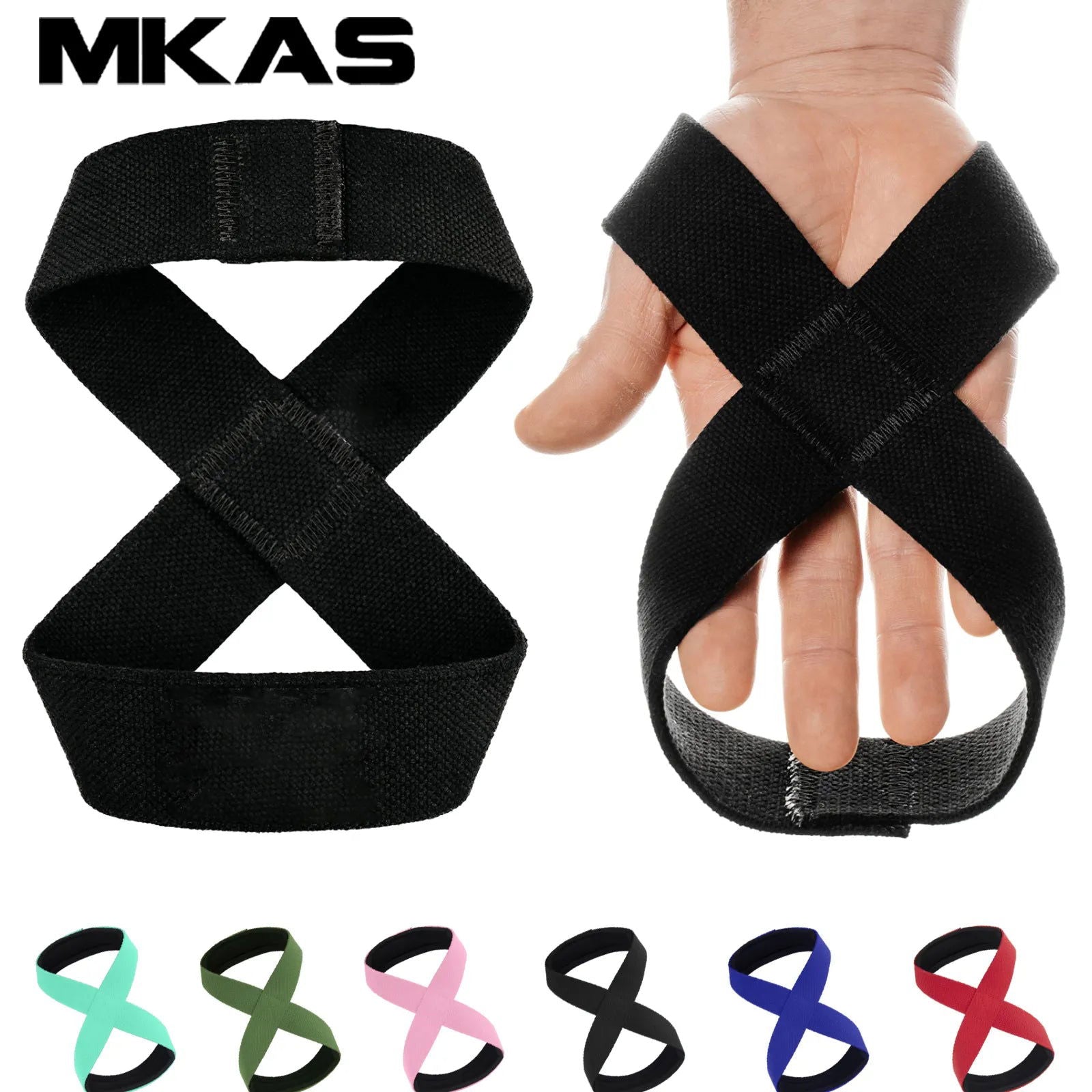 Padded Figure 8 Straps Deadlift Weight Lifting Wrist Straps Power Lifters Workout Pull-ups Horizontal Bar Gym Fitness - Slobuy