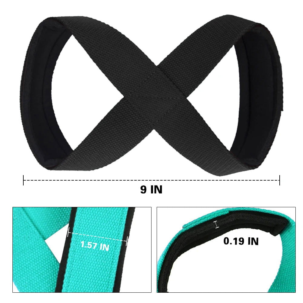 Padded Figure 8 Straps Deadlift Weight Lifting Wrist Straps Power Lifters Workout Pull-ups Horizontal Bar Gym Fitness - Slobuy