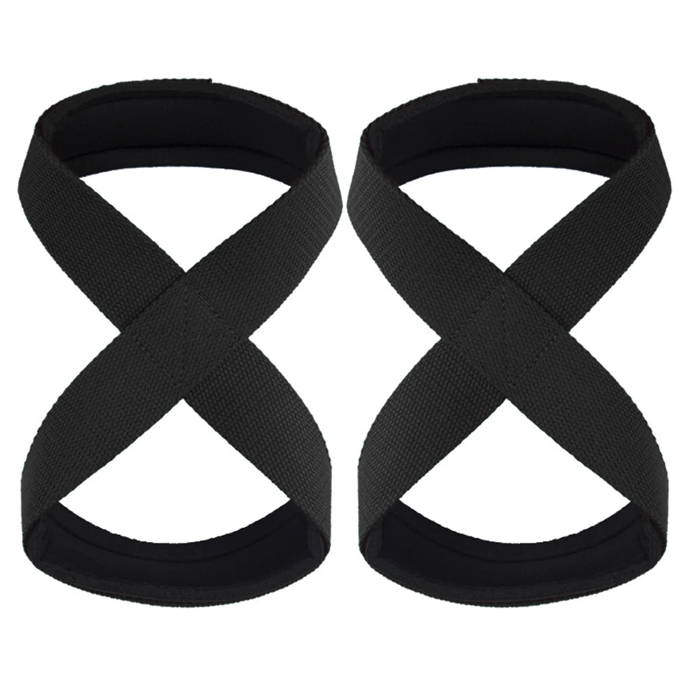 Padded Figure 8 Straps Deadlift Weight Lifting Wrist Straps Power Lifters Workout Pull-ups Horizontal Bar Gym Fitness - Slobuy