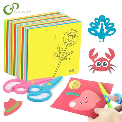 Paper-Cut Set Paper Cutting Scissor Skills Activity Cutting Book Kids Crafts Toys Kits Preschool with Child-Safe Scissors - Slobuy