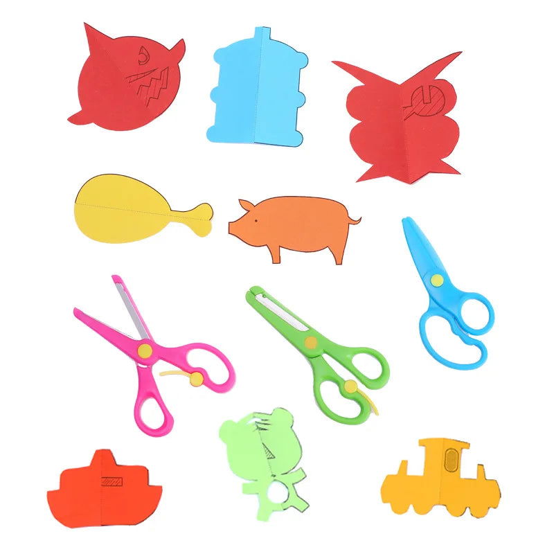 Paper-Cut Set Paper Cutting Scissor Skills Activity Cutting Book Kids Crafts Toys Kits Preschool with Child-Safe Scissors - Slobuy