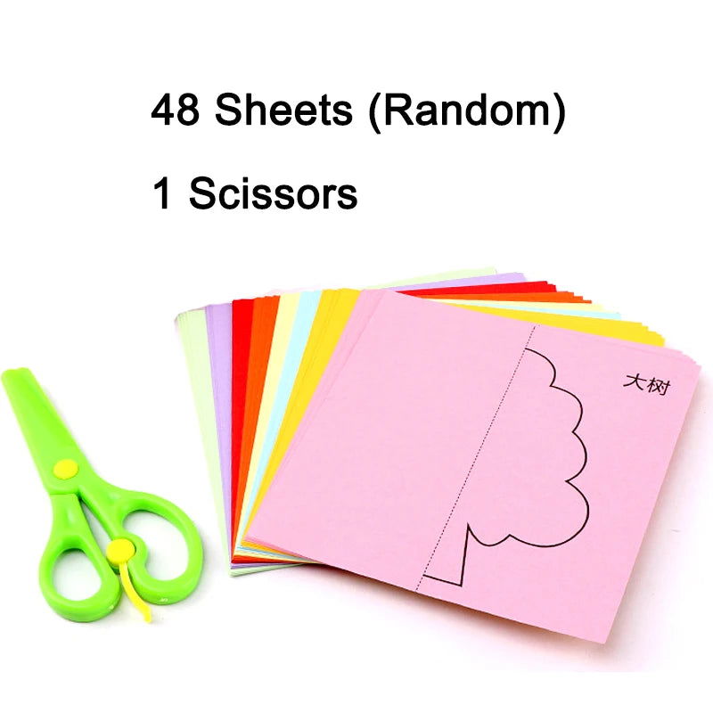 Paper-Cut Set Paper Cutting Scissor Skills Activity Cutting Book Kids Crafts Toys Kits Preschool with Child-Safe Scissors - Slobuy