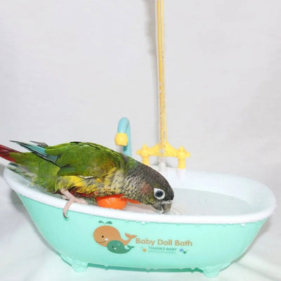 Parrot Automatic Bathtub Blue Plastic Cute Parakeet Lovebird Feeder Bowl Bird Accessories Household Supplies - Slobuy