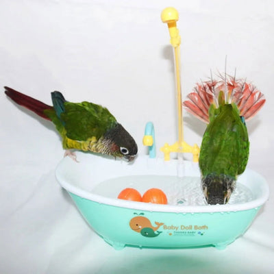 Parrot Automatic Bathtub Blue Plastic Cute Parakeet Lovebird Feeder Bowl Bird Accessories Household Supplies - Slobuy